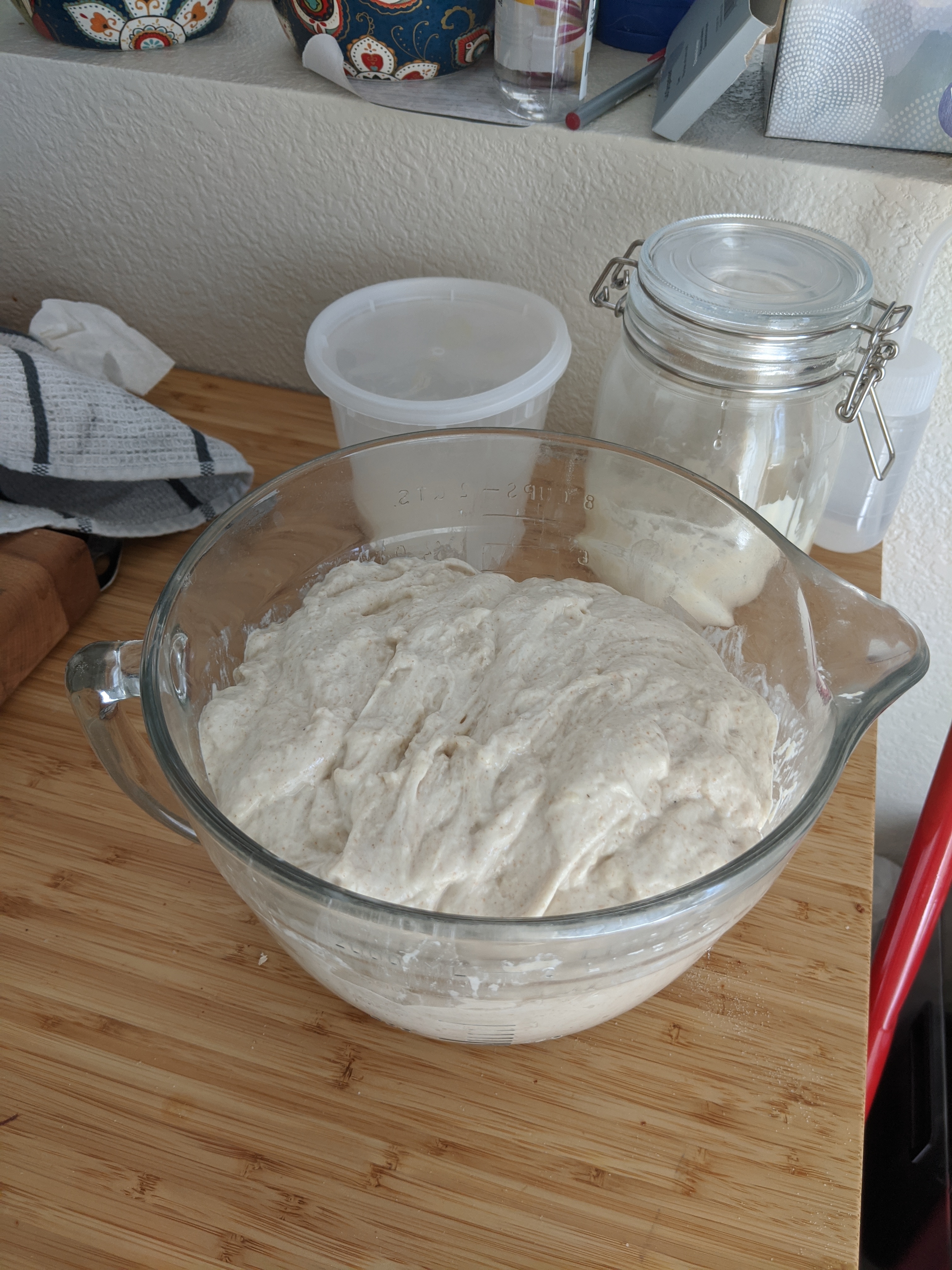 Dough at the start of bulk fermentation